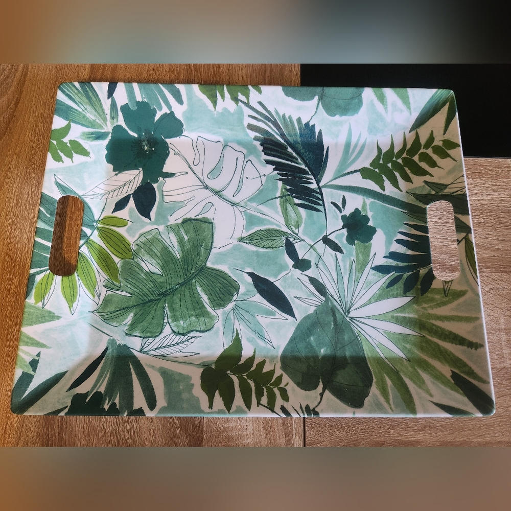 Tommy Bahama Melamine Tropical Palm Leaf Large Rectangle Tray